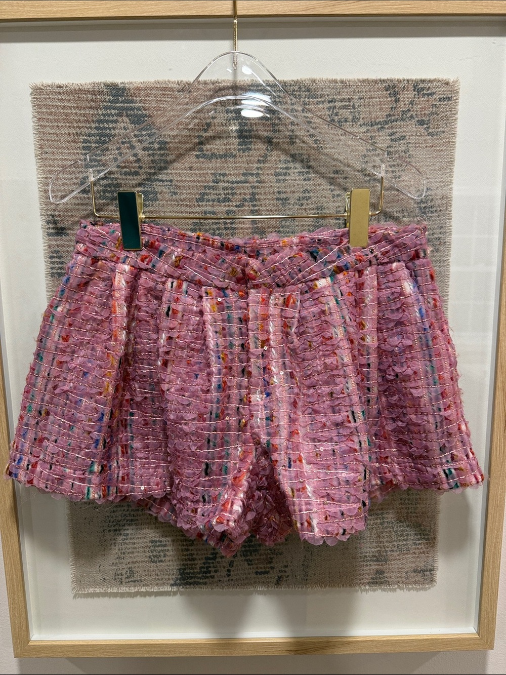 Nichole Lynel Pink Tweed High Waist Pleated Shorts Womens Medium